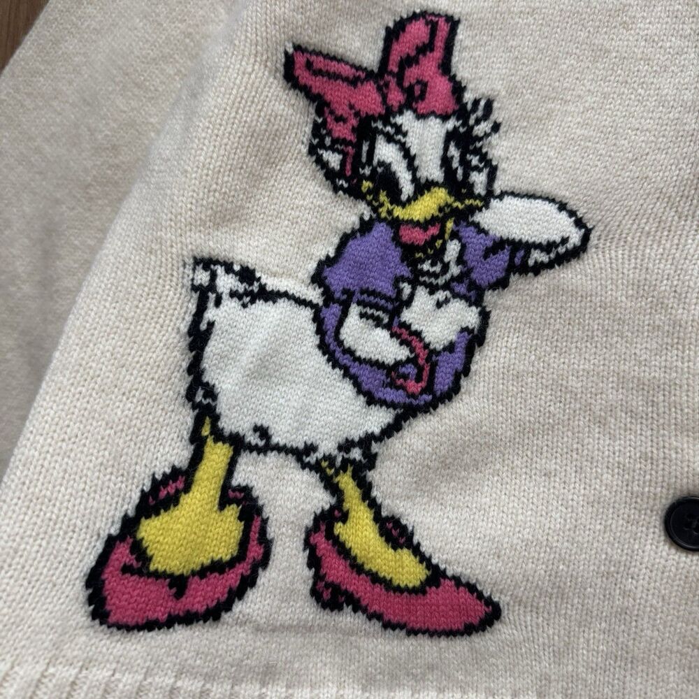 NWT Zara Harry Lambert Disney Daisy Duck Wool Blend Cardigan Sweater M Cream - Picture 5 of 9